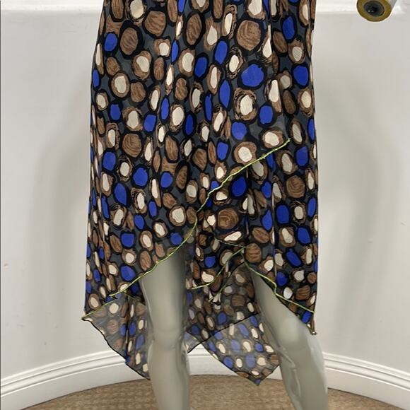 Katharine Story Handcrafted Multicolored Midi Asymmetrical Sundress Leather Trim - Picture 7 of 13